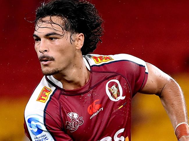 BRISBANE, AUSTRALIA - FEBRUARY 24: Jordan Petaia of the Reds in action during the round one Super Rugby Pacific match between Queensland Reds and NSW Waratahs at Suncorp Stadium, on February 24, 2024, in Brisbane, Australia.  (Photo by Bradley Kanaris/Getty Images)