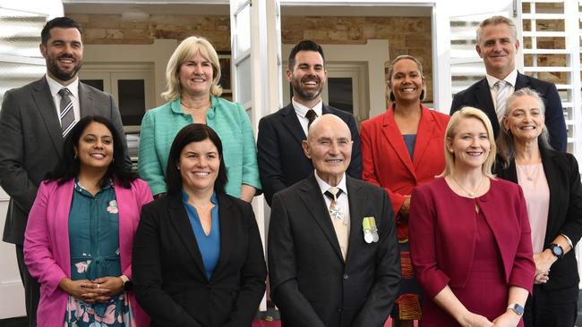 Administrator of the Northern Territory Hugh Heggie, (first row, third from left), swears in the renewed Territory Labor cabinet after a reshuffle on October 30. Picture: Sierra Haigh