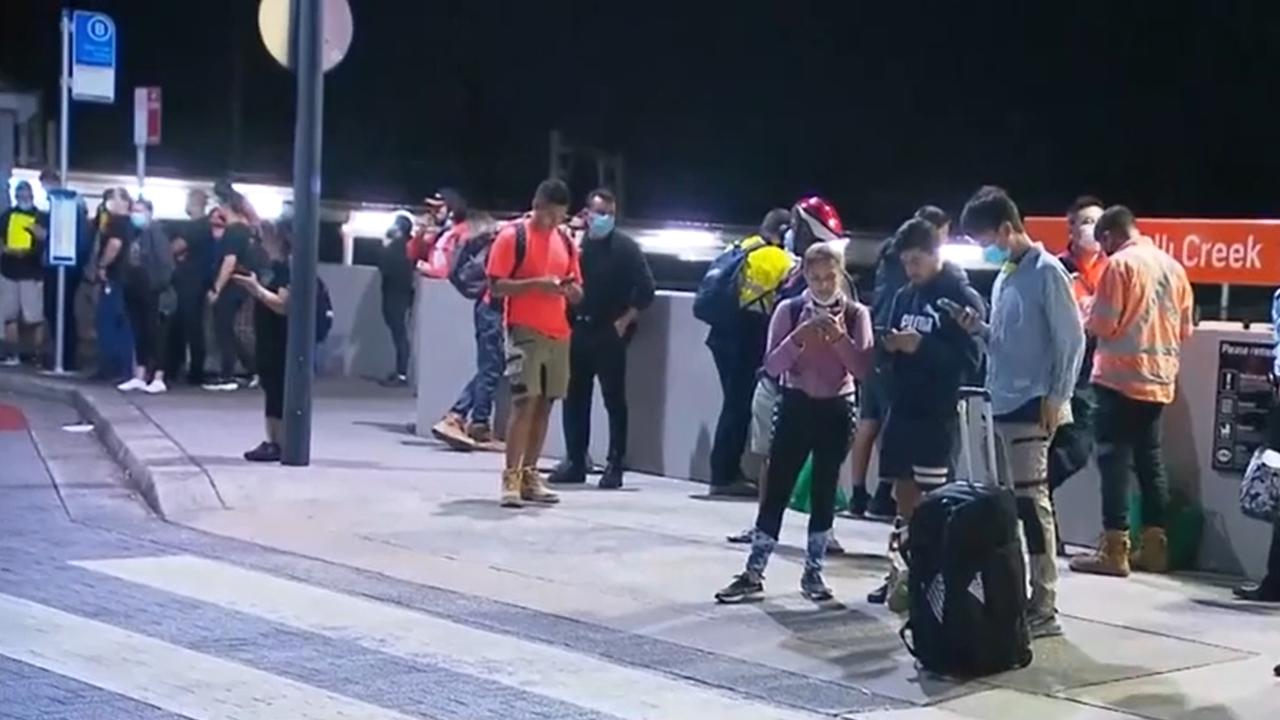 Confused commuters at Wolli Creek today. Picture: 7News