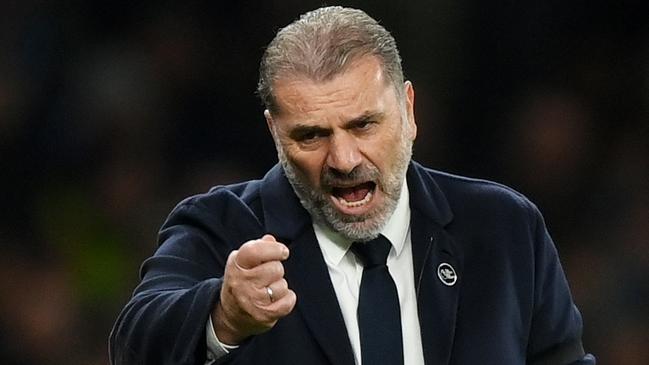 LONDON, ENGLAND - OCTOBER 23: Ange Postecoglou, Manager of Tottenham Hotspur, reacts during the Premier League match between Tottenham Hotspur and Fulham FC at Tottenham Hotspur Stadium on October 23, 2023 in London, England. (Photo by Justin Setterfield/Getty Images)