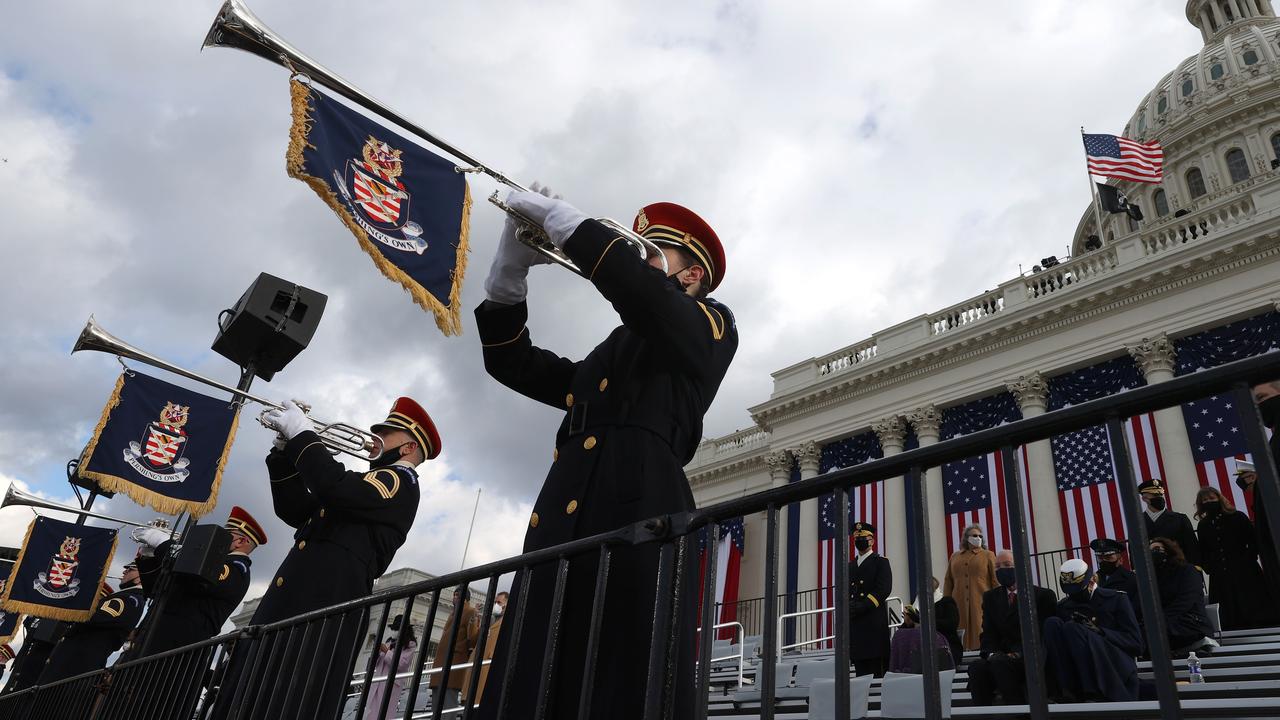 The US Army Band "Pershing's Own" plays during the inauguration. Picture: AFP