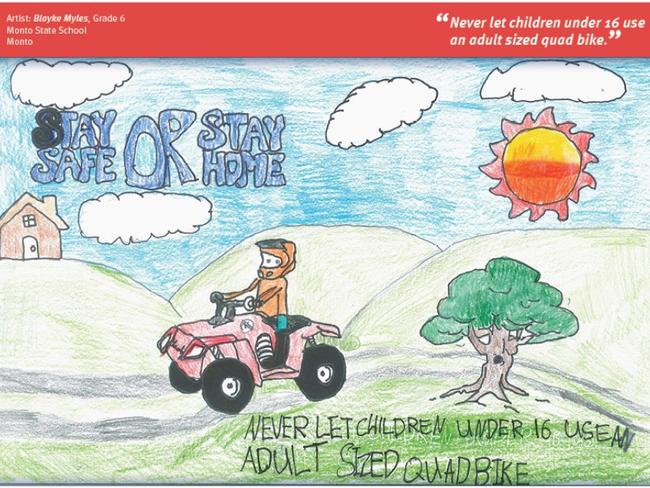 April "Quad bike safety" by Blayke Myles, Grade 6, from Monto State School for the Farm safety calendar competition. Photo: Contributed