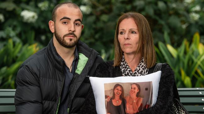 Aggie Di Mauro, mother of murdered woman Celeste Manno with Celeste's brother Alessandro. Picture: Jason Edwards