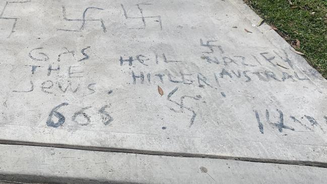 Some of the horrific slogans and slurs etched by the boy in Gymea.