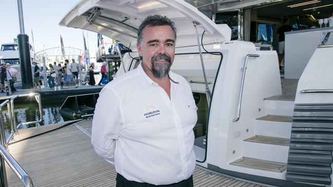 Adam Snelling at the Sanctuary Cove Boat Show. Picture: Glenn Campbell