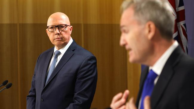 Peter Dutton and David Coleman. Picture: NewsWire / Damian Shaw