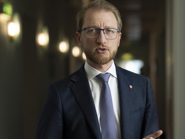 CANBERRA, AUSTRALIA, NewsWire Photos. APRIL 10, 2024: Senator James Paterson holds a press conference at Parliament House in Canberra. Picture: NCA NewsWire / Martin Ollman