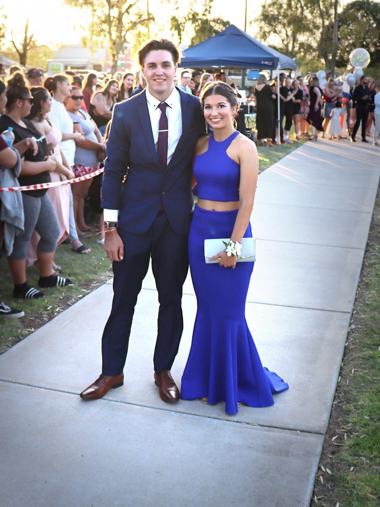 Darcy Lees and Chloe Jeha. Oakey State High School formal. Photo Sean Federoff