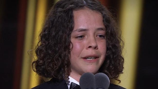 Screengrab of Felix Cameron after winning The Graeme Kennedy Award for Most popular newe Talent .Courtesy channel Seven