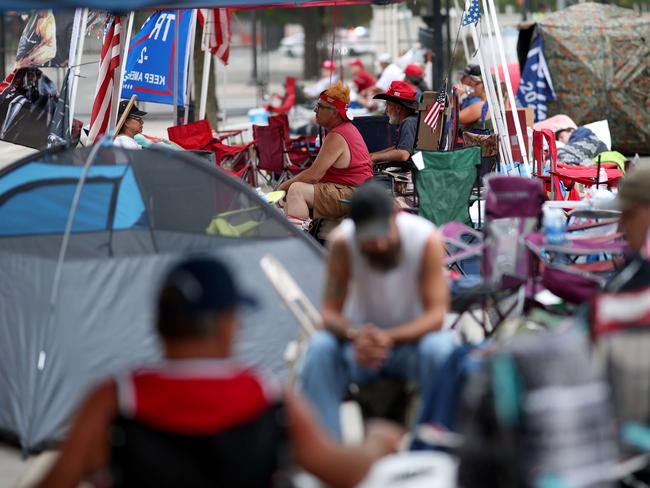 Supporters of Donald Trump line up to attend the Trump's campaign rally. Picture: AFP