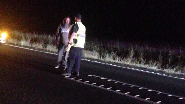 Photos of the scene taken by Jaymi Clarke who was in the passenger seat of the car that struck Steven King on the Warrego Highway on the evening of Friday, April 13, 2018. Picture: Jaymi Clarke