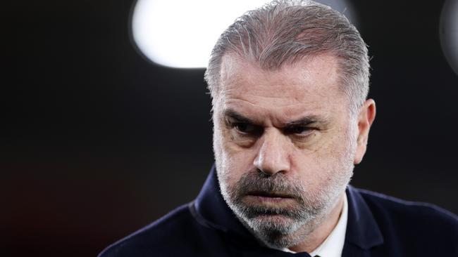 SOUTHAMPTON, ENGLAND - DECEMBER 15: Ange Postecoglou, Manager of Tottenham Hotspur, looks on during the Premier League match between Southampton FC and Tottenham Hotspur FC at St Mary's Stadium on December 15, 2024 in Southampton, England. (Photo by Dan Istitene/Getty Images)