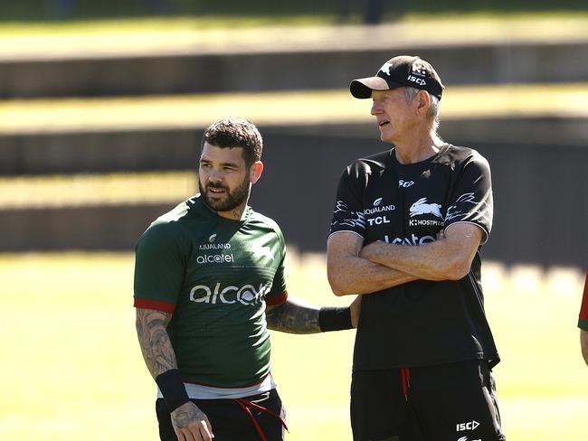 Then South Sydney coach Wayne Bennett (R) wanted to retain Adam Reynolds – but not at any price. Picture: Phil Hillyard