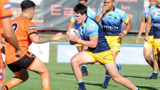 William Curran carries the ball against Brisbane Tigers and Norths. Saturday March 13, 2021. Picture, John Gass