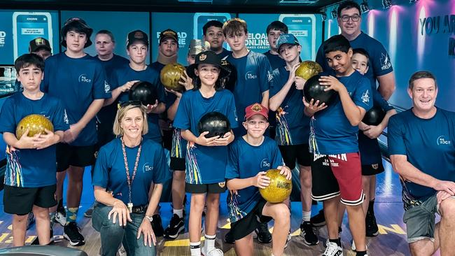 Fifteen Charters Towers teens celebrated completing the Blue EDGE program with a trip to Kingpin Townsville. Picture: QPS.