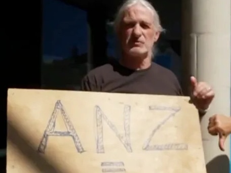 Activist Kim Grace is unhappy about the closure of an ANZ bank branch in the Blue Mountains, NSW. Picture: Nine News