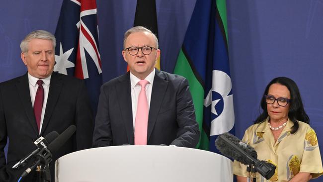 Prime Minister Anthony Albanese announcing the retirements of Brendan O’Connor and Linda Burney. Picture: AAP Image/Mick Tsikas