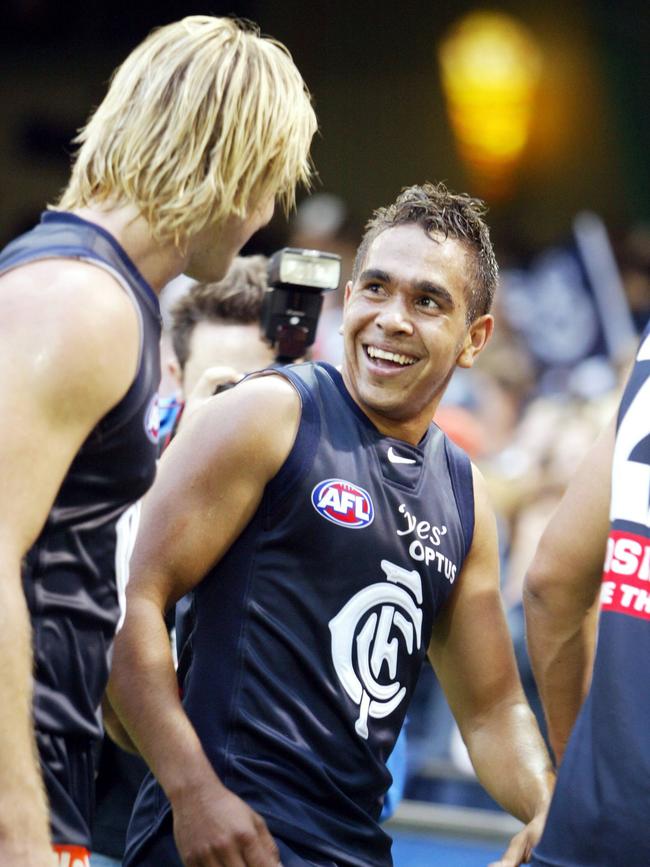 David Teague and Eddie Betts in their playing days together.