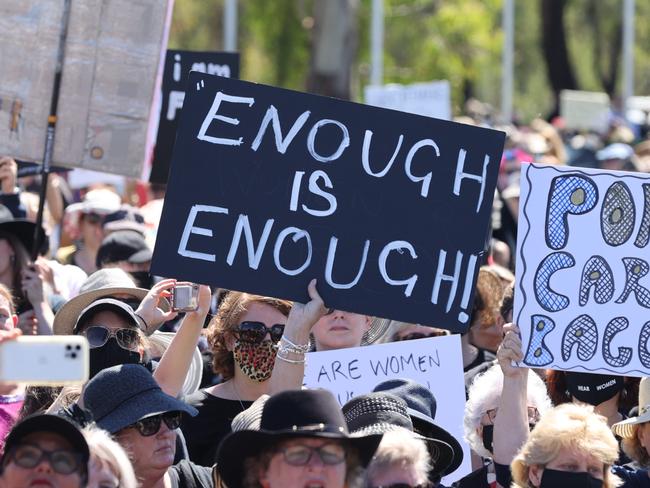 CANBERRA, AUSTRALIA NewsWire Photos, MARCH 15 2020: Brittany Higgins at the Women's March 4 Justice Rally in Canberra. The Women's March 4 Justice Rally at Parliament House in Canberra.Picture: NCA NewsWire / Gary Ramage