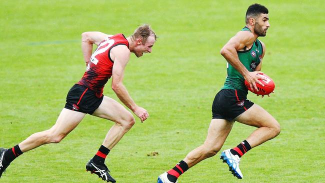 Adam Saad in full flight for the Bombers. Picture: Getty