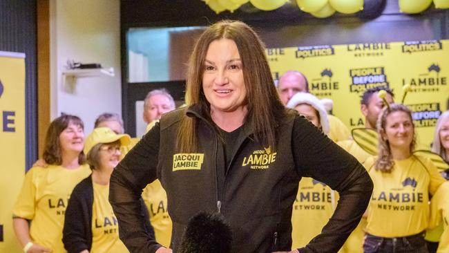 Senator Jacqui Lambie at Ulverstone RSL Club. Picture: NewsWire / Simon Sturzaker