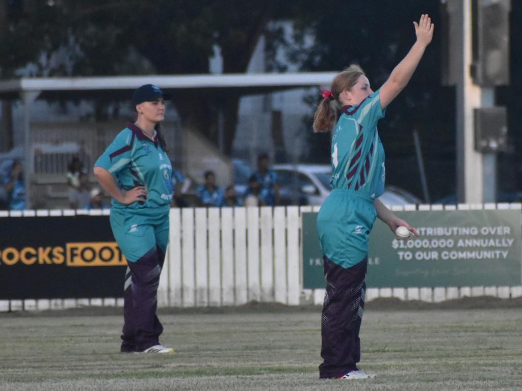 Gladstone bowler Indiana Franklin organises the field.