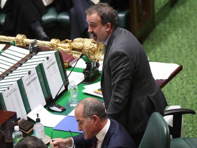 Martin Pakula during Question Time in Victorian parliament. Picture: David Crosling