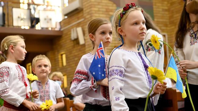 Children from the Ukrainian community in Sydney attend St Andrews Church in Lidcombe. Picture: Jeremy Piper