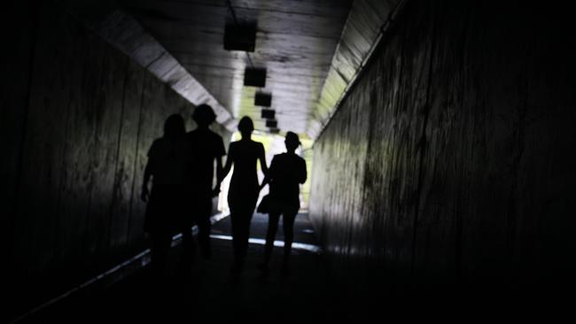 Teenagers in underpass tunnel.Photo Nicholas Falconer / Sunshine Coast Daily