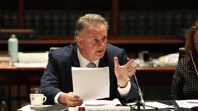 Hon Mark Latham pictured at the 2019-2020 Budget Estimates Hearing held at NSW parliament in Sydney. Picture: Richard Dobson