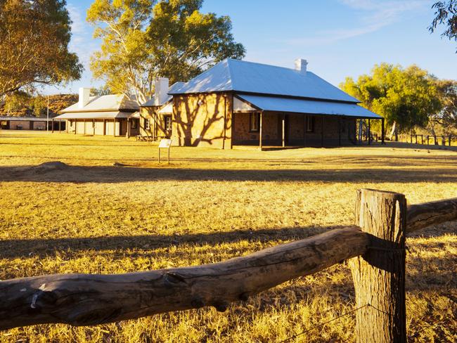 "An evening view of the Telegraph Station at Alice Springs, Northern Territory, Australia."