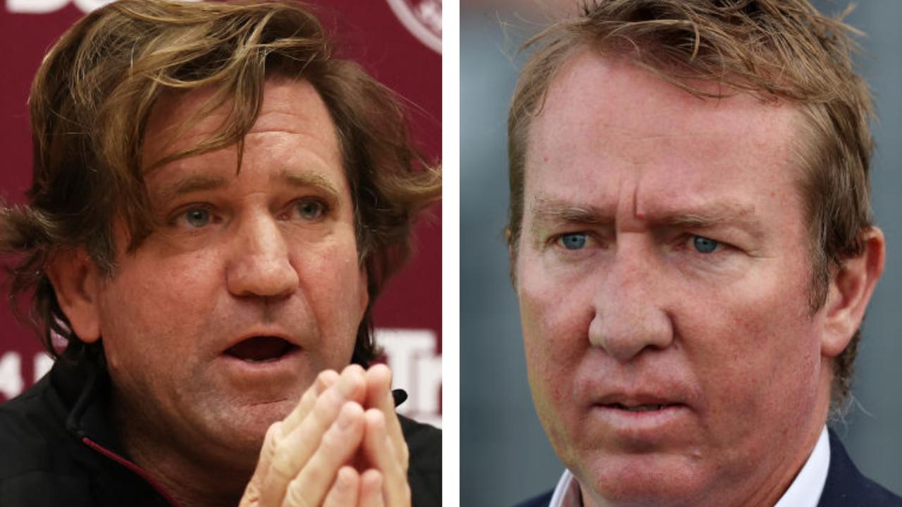 Manly coach Des Hasler and Roosters supremo Trent Robinson.