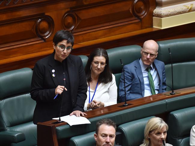 Gabrielle de Vietri asked whether the government would cancel Labor’s deal with the Israeli Defence Ministry. Picture: Nicki Connolly