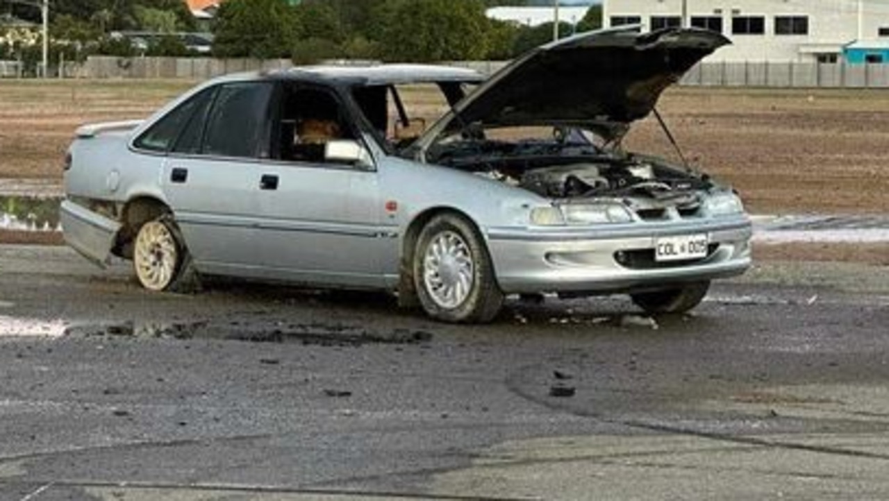 The pensioner's stolen Commodore was found burnt out in Hermit Park on Thursday. Picture: Facebook