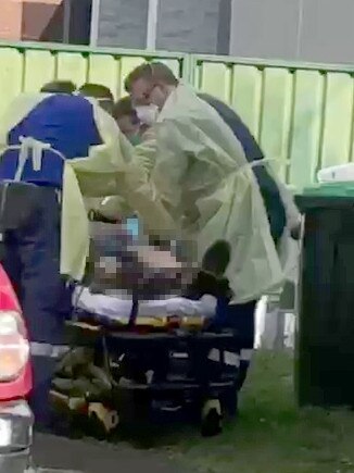 Paramedics worked on the men at the scene. Picture: Supplied