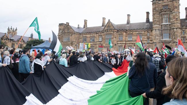 Hands of Rafah demonstration at the University of Sydney. Picture: NCA NewsWire / Jeremy Piper