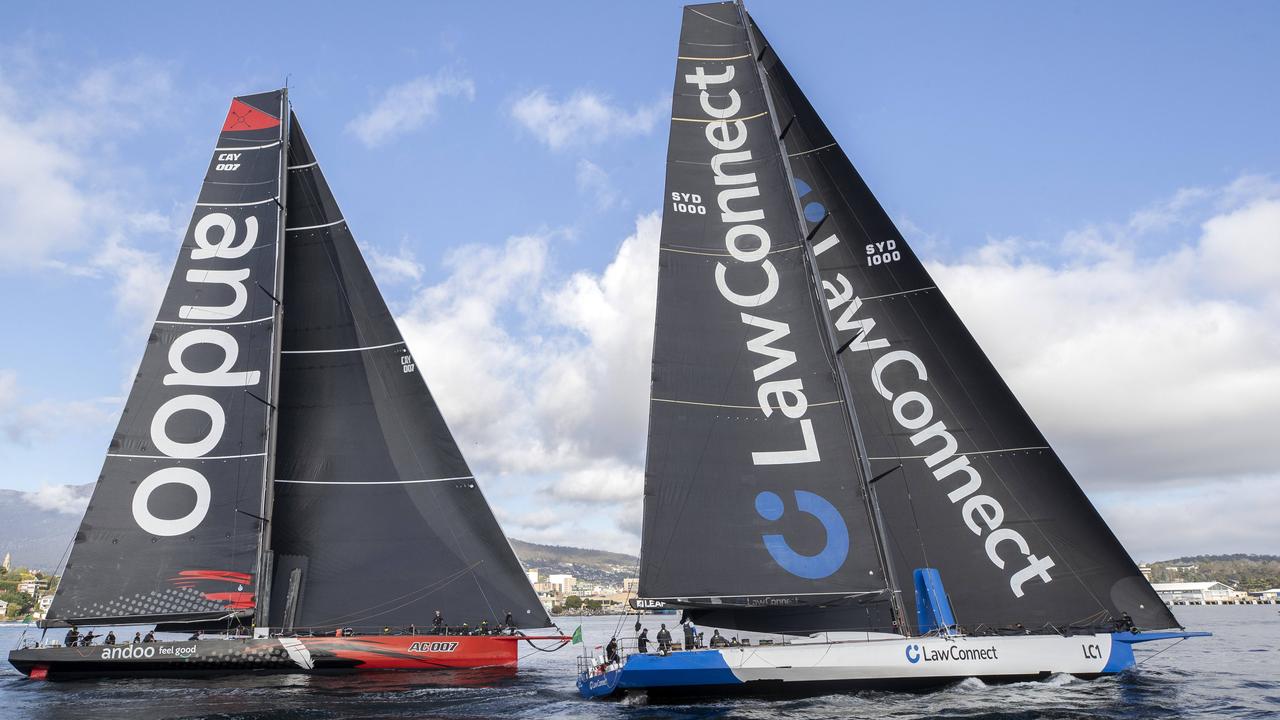 LawConnect wins the 2023 Rolex Sydney Hobart yacht race after a close finish with 2nd place Andoo Comanche. Picture: Chris Kidd