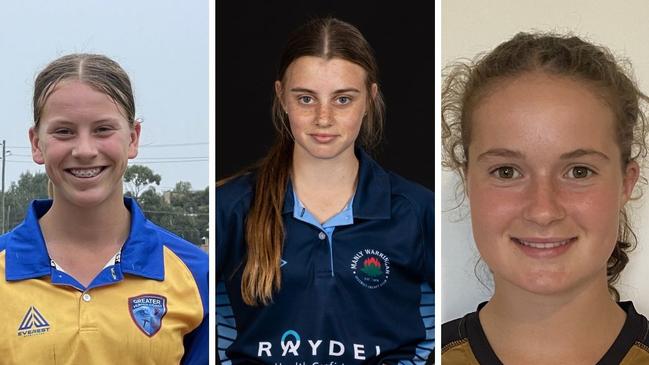 Margaret Peden Shield representative cricketers Caoimhe Bray, Hannah Moss and Emily Powell.