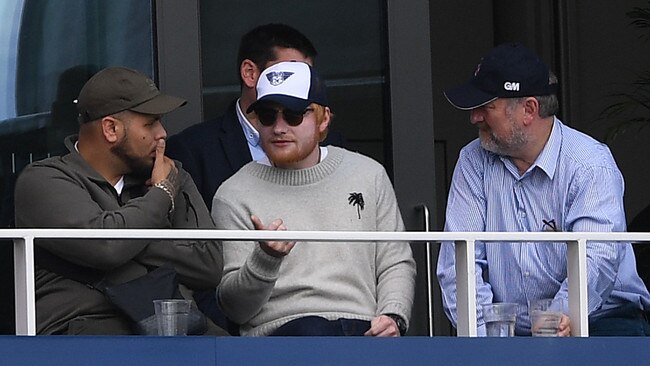 English singer Ed Sheeran, centre, at Old Trafford. Picture: Getty Images