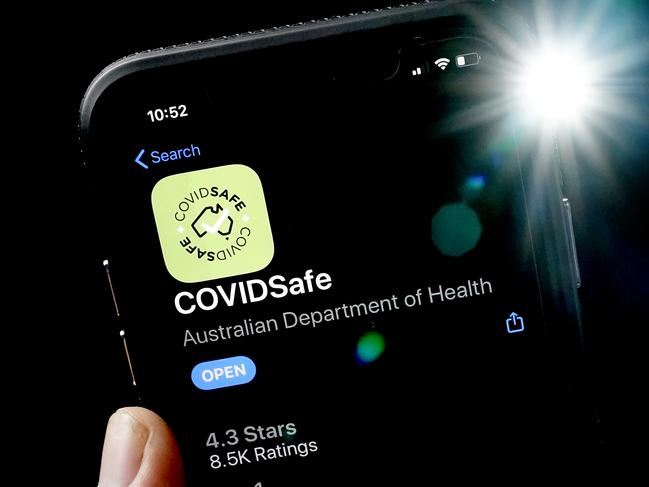 An iPhone displays the CovidSafe app released by the Australian government on Tuesday, April 29, 2019. The app traces every person running the app who has been in contact with other app users who has tested positive for coronavirus in the previous few weeks. The automation of coronavirus contact tracing seeks to allow the easing of restrictions in Australia. (AAP Image/Dave Hunt) NO ARCHIVING