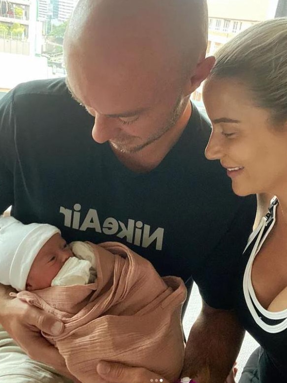 Chris Lynn and Karlie Andrews' with their new baby. Picture: Instagram.