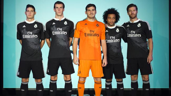 Real Madrid's new Champions League kit at the Santiago Bernabeu stadium in Madrid.