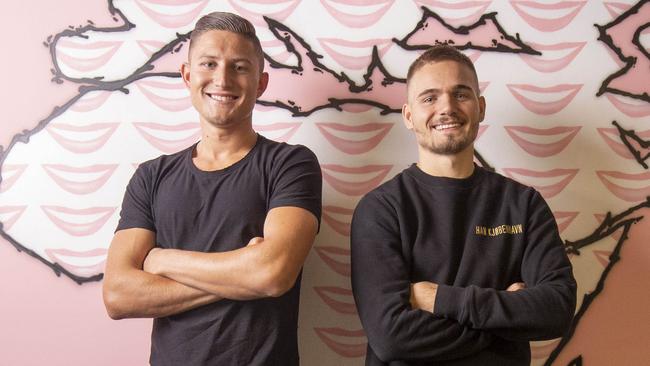 Hi Smile founders Nik Mirkovic and Alex Tomic at their headquarters on the Gold Coast. Photo: Glenn Hunt / The Australian