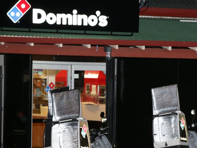 Police and Forensic services have established a crime scene at the Plumpton Domino's Pizza store after several men robbed the business on Rooty Hill Road North at gun point. A Police dog squad unit was called in but was unable to locate the offenders. Pics Bill Hearne