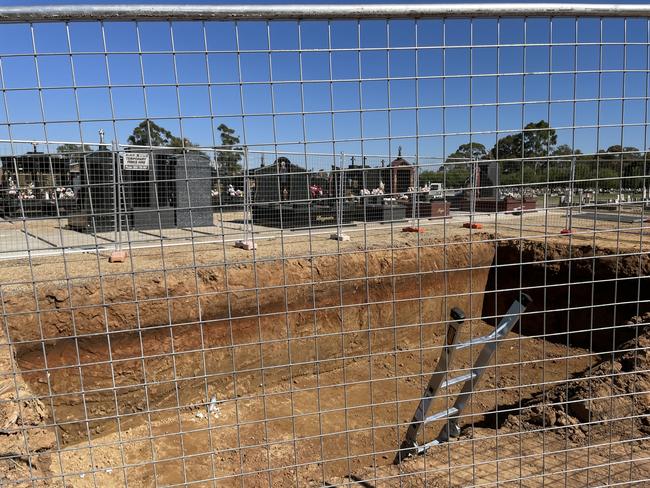 Tatura Cemetery’s 6 vault precast concrete lined grave construction site. <i>Image supplied by Moemina Shukur.</i>