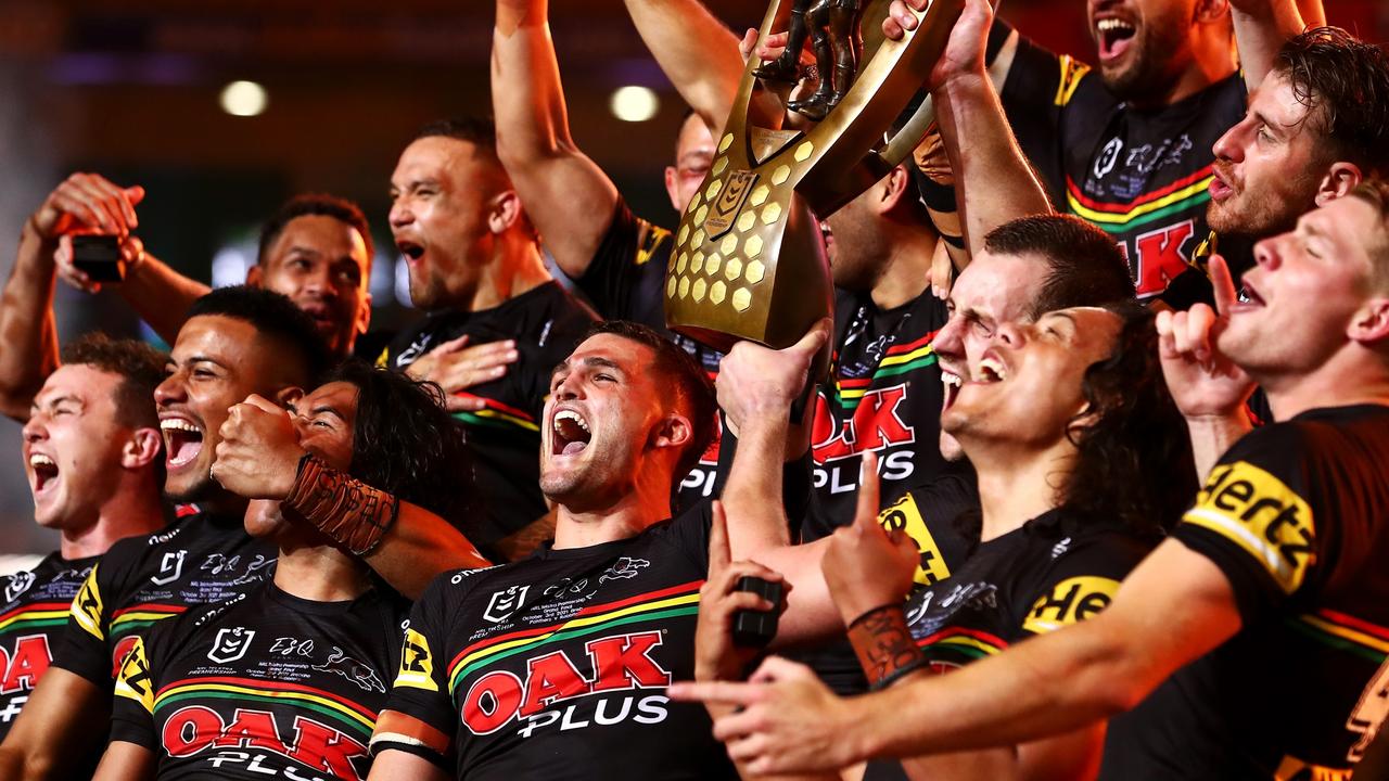 The Panthers partied hard after their grand final success. Picture: Chris Hyde/Getty Images