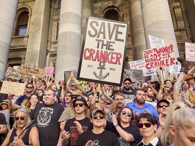 Demonstrators at the Save the Cranker rally in Adelaide last Sunday. Picture: Matt Loxton