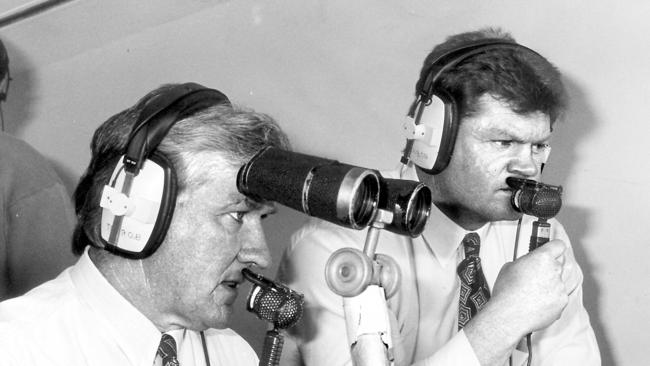 Ray Warren and Queensland Maroons icon Paul Vautin calling a game in 1993.