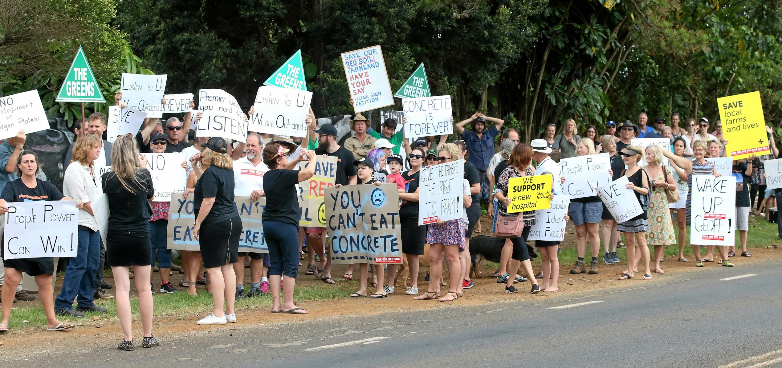 protest outside the site of the new Tweed Valley Hospital at Cudgen. Photo Scott Powick. Picture: Scott Powick