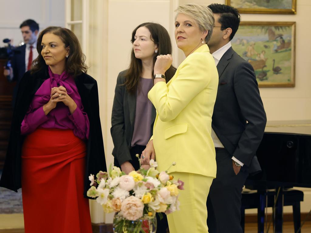 Anne Aly and Tanya Plibersek were are among a record number of women on the frontbench. Picture: Jenny Evans / Getty Images